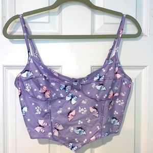 Shein Purple Butterfly Bandana Top